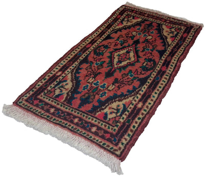 Canvello Hand Made Traditional Medallion Silkroad Hamadan Rug - 1'0'' X 2'2'' - Canvello