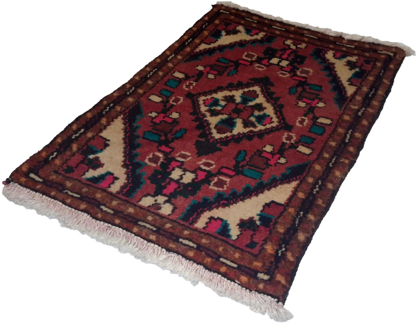 Canvello Hand Made Traditional Medallion Silkroad Hamadan Rug - 1'3'' X 2'0'' - Canvello