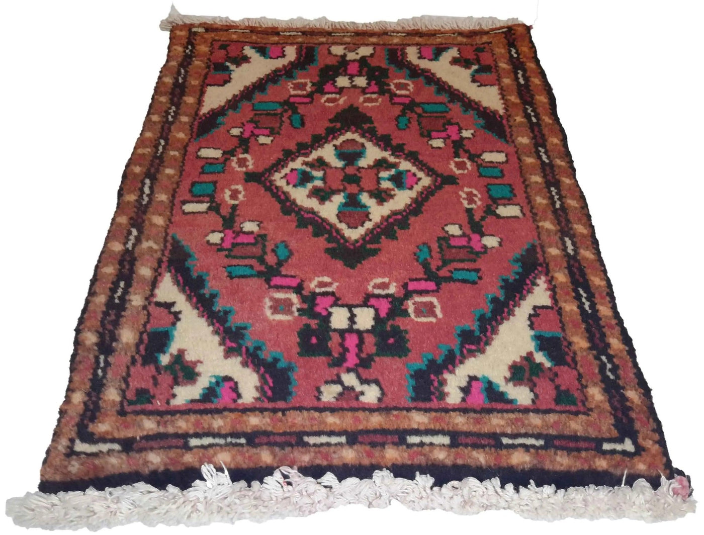 Canvello Hand Made Traditional Medallion Silkroad Hamadan Rug - 1'3'' X 2'0'' - Canvello