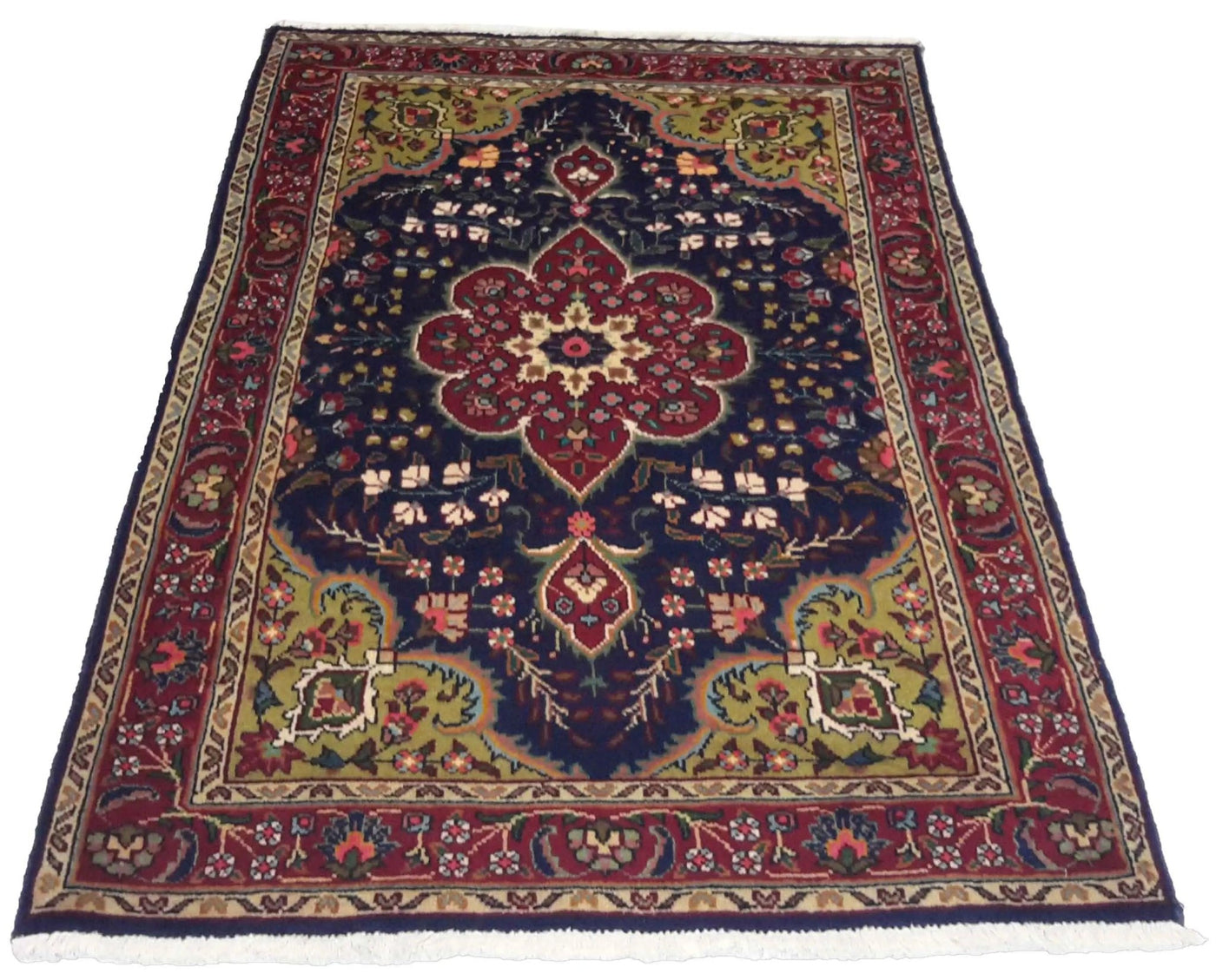 Canvello Hand Made Traditional Medallion Silkroad Tabriz Rug - 3'1'' X 5'2'' - Canvello