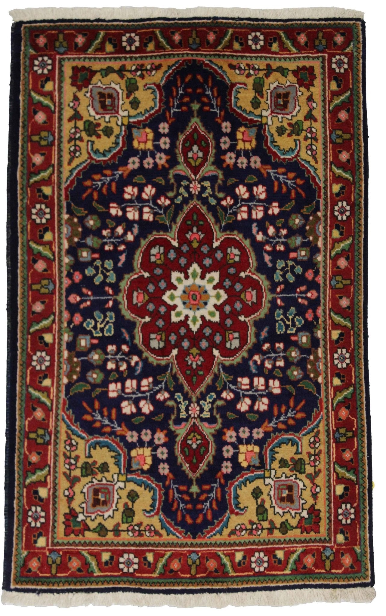 Canvello Hand Made Traditional Medallion Silkroad Tabriz Rug - 3'3'' X 5'0'' - Canvello