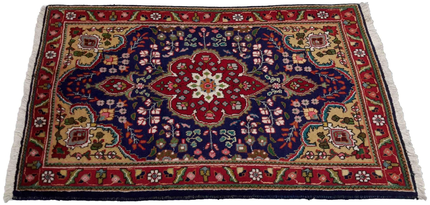 Canvello Hand Made Traditional Medallion Silkroad Tabriz Rug - 3'3'' X 5'0'' - Canvello