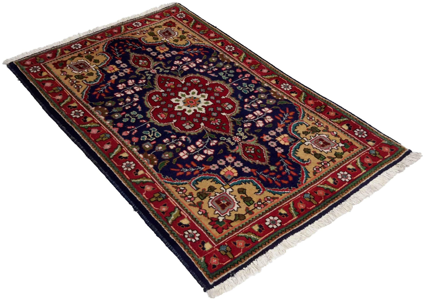 Canvello Hand Made Traditional Medallion Silkroad Tabriz Rug - 3'3'' X 5'0'' - Canvello