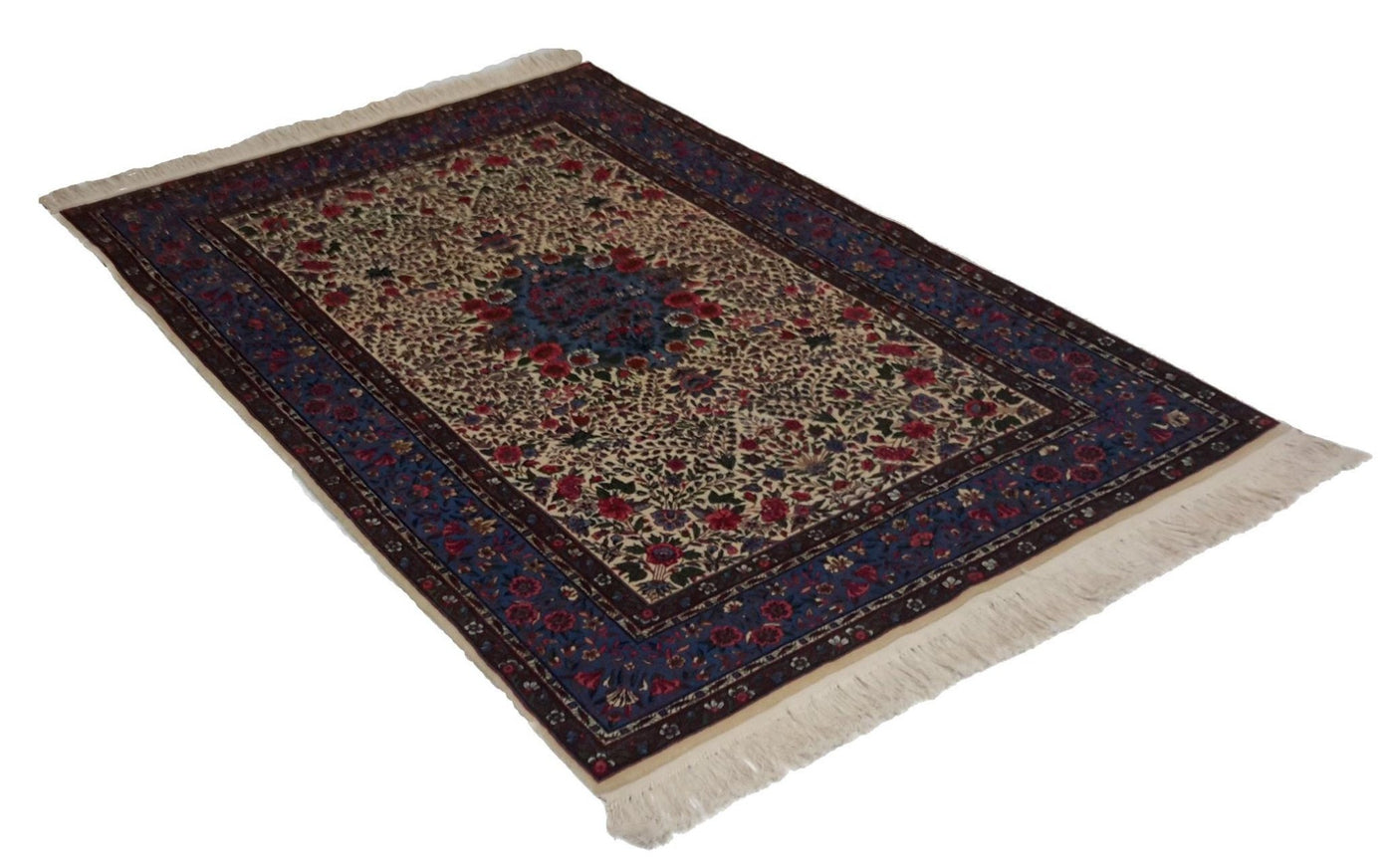 Canvello Hand Made Traditional Medallion Sino Kerman Rug - 4'0'' X 6'0'' - Canvello