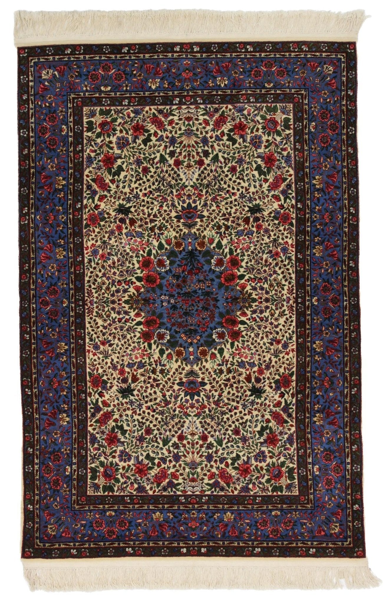 Canvello Hand Made Traditional Medallion Sino Kerman Rug - 4'0'' X 6'0'' - Canvello