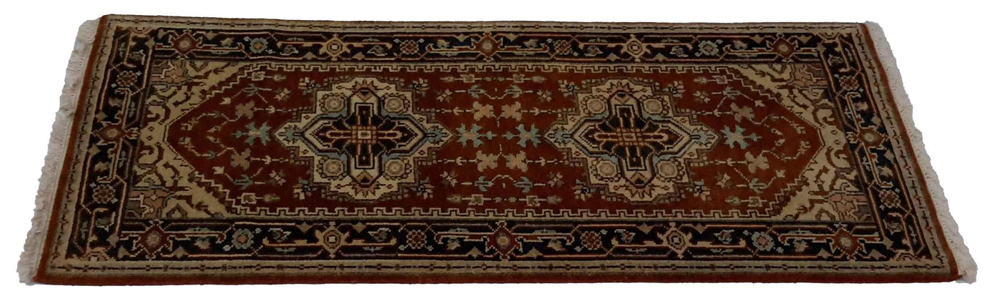 Canvello Hand Made Traditional Panel Persian Serapi Rug - 2'7'' X 6'0''