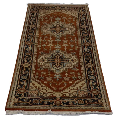 Canvello Hand Made Traditional Panel Silkroad Serapi Rug - 2'7'' X 6'0'' - Canvello