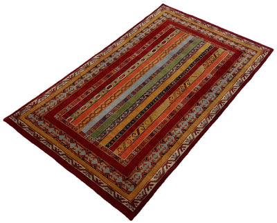 Canvello Hand Made Transitional All Over Indo Gabbeh Rug - 3'0'' X 5'1'' - Canvello