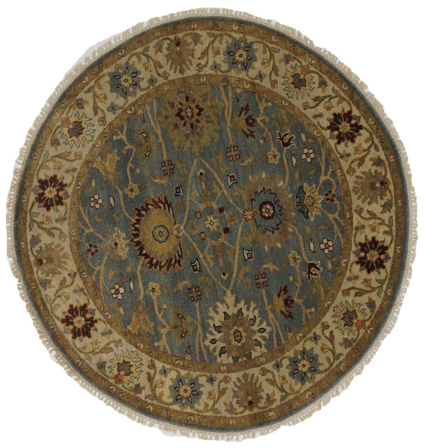 Canvello Hand Made Transitional All Over Indo Mahal Rug - 4'10'' X 4'10'' - Canvello