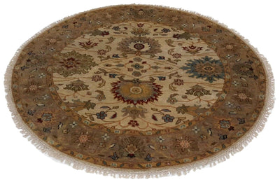 Canvello Hand Made Transitional All Over Indo Mahal Rug - 4'10'' X 4'10'' - Canvello