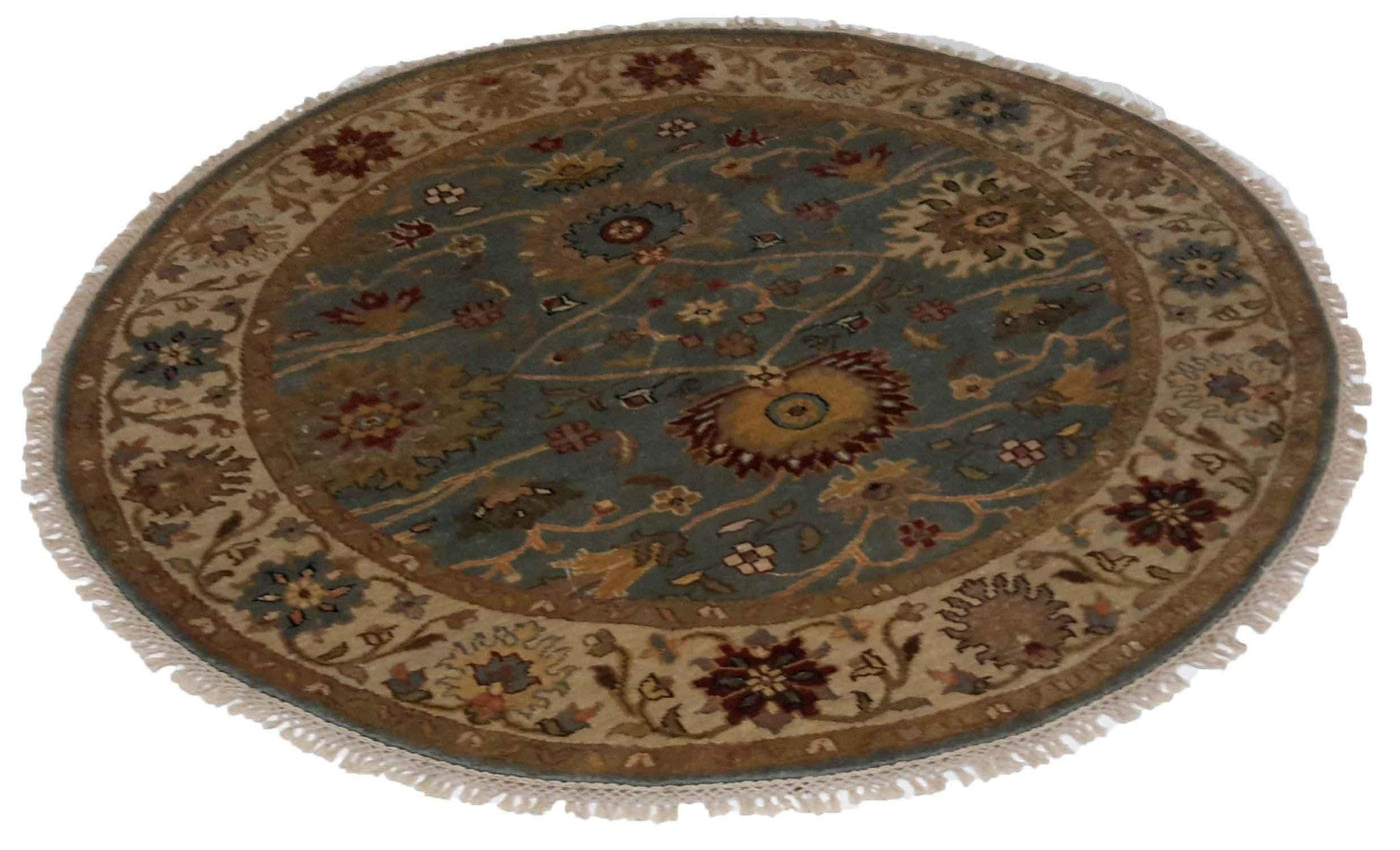 Canvello Hand Made Transitional All Over Indo Mahal Rug - 4'10'' X 4'10'' - Canvello