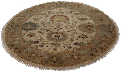 Canvello Hand Made Transitional All Over Indo Mahal Rug - 4'10'' X 4'10'' - Canvello