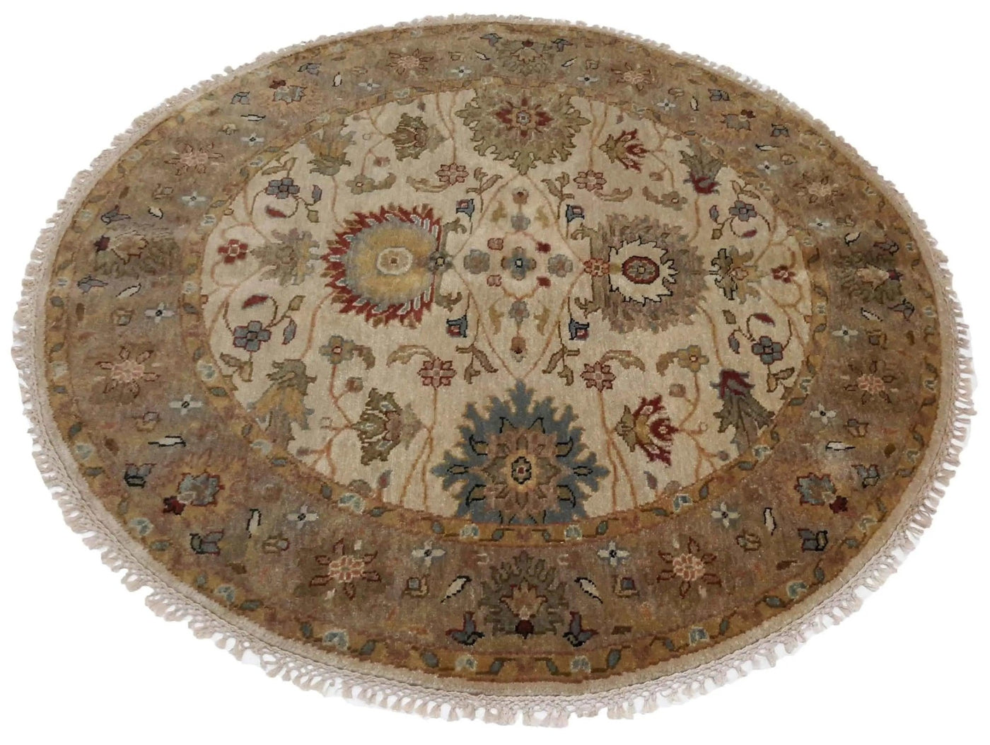 Canvello Hand Made Transitional All Over Indo Mahal Rug - 4'10'' X 4'10'' - Canvello