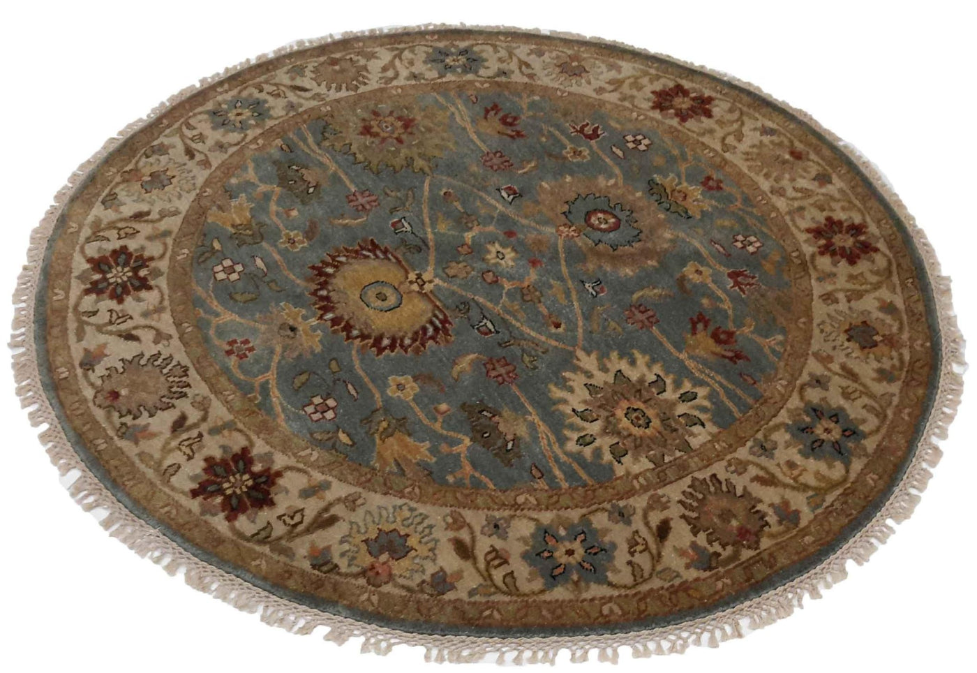 Canvello Hand Made Transitional All Over Indo Mahal Rug - 4'10'' X 4'10'' - Canvello