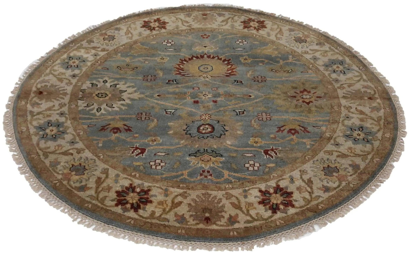 Canvello Hand Made Transitional All Over Indo Mahal Rug - 4'10'' X 4'10'' - Canvello