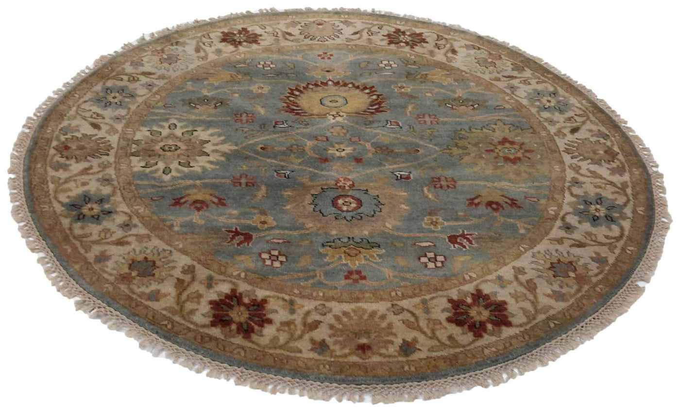 Canvello Hand Made Transitional All Over Indo Mahal Rug - 4'10'' X 4'10'' - Canvello