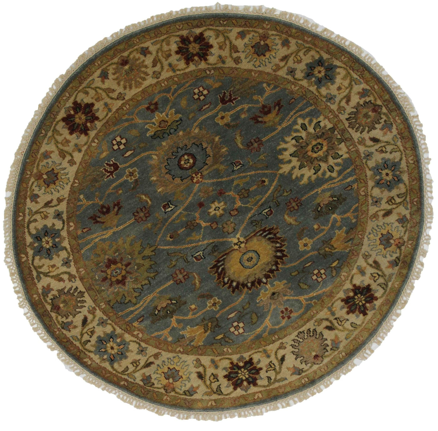 Canvello Hand Made Transitional All Over Indo Mahal Rug - 4'10'' X 4'10'' - Canvello