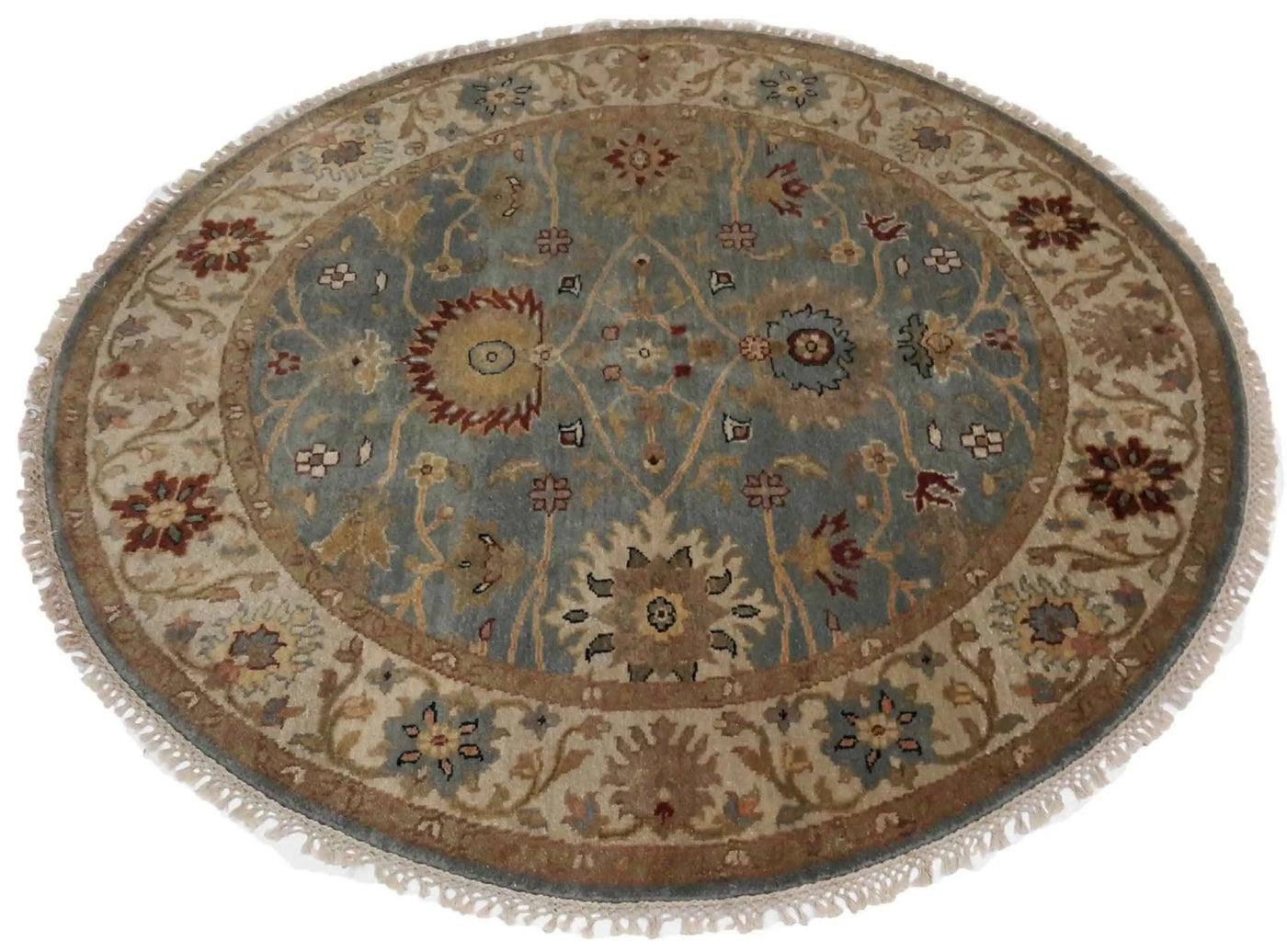 Canvello Hand Made Transitional All Over Indo Mahal Rug - 4'10'' X 4'10'' - Canvello