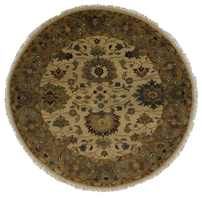 Canvello Hand Made Transitional All Over Indo Mahal Rug - 4'10'' X 4'10'' - Canvello