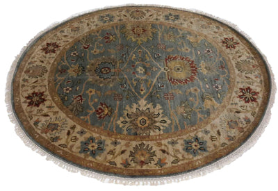 Canvello Hand Made Transitional All Over Indo Mahal Rug - 5'0'' X 5'0'' - Canvello