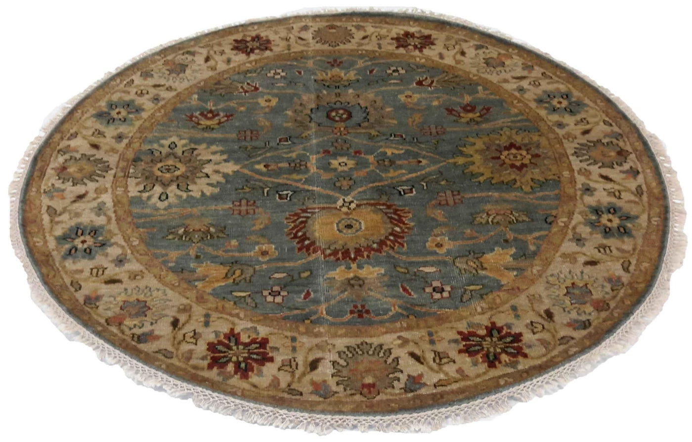 Canvello Hand Made Transitional All Over Indo Mahal Rug - 5'0'' X 5'0'' - Canvello