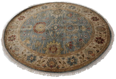 Canvello Hand Made Transitional All Over Indo Mahal Rug - 5'0'' X 5'0'' - Canvello