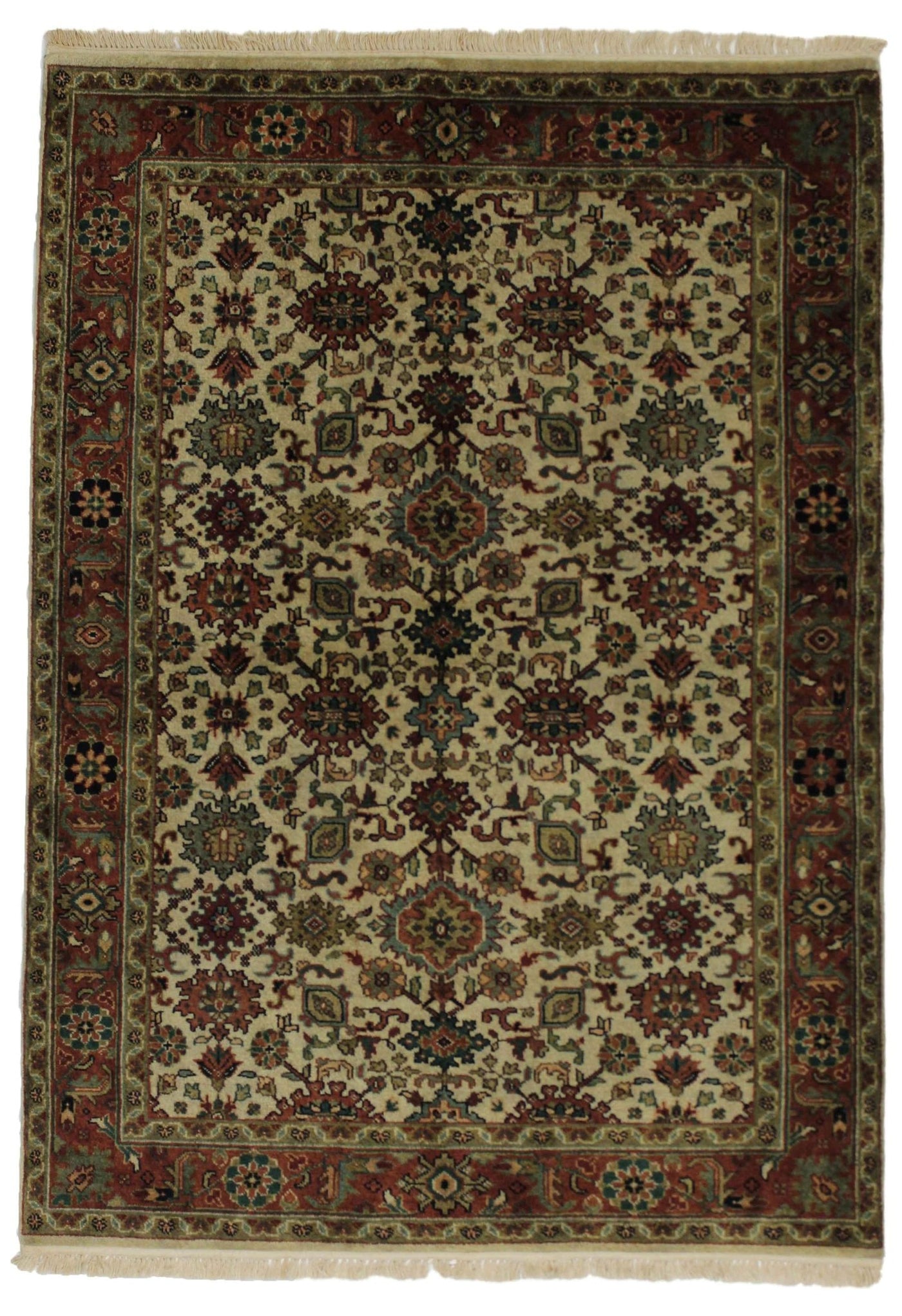 Canvello Hand Made Transitional All Over Indo Mahal Rug - 5'0'' X 6'10'' - Canvello