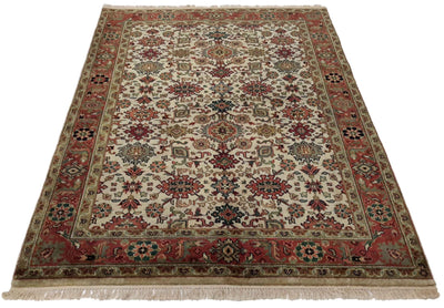 Canvello Hand Made Transitional All Over Indo Mahal Rug - 5'0'' X 6'10'' - Canvello