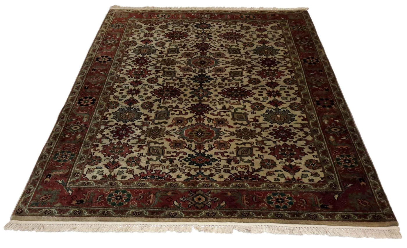 Canvello Hand Made Transitional All Over Indo Mahal Rug - 5'0'' X 6'10'' - Canvello