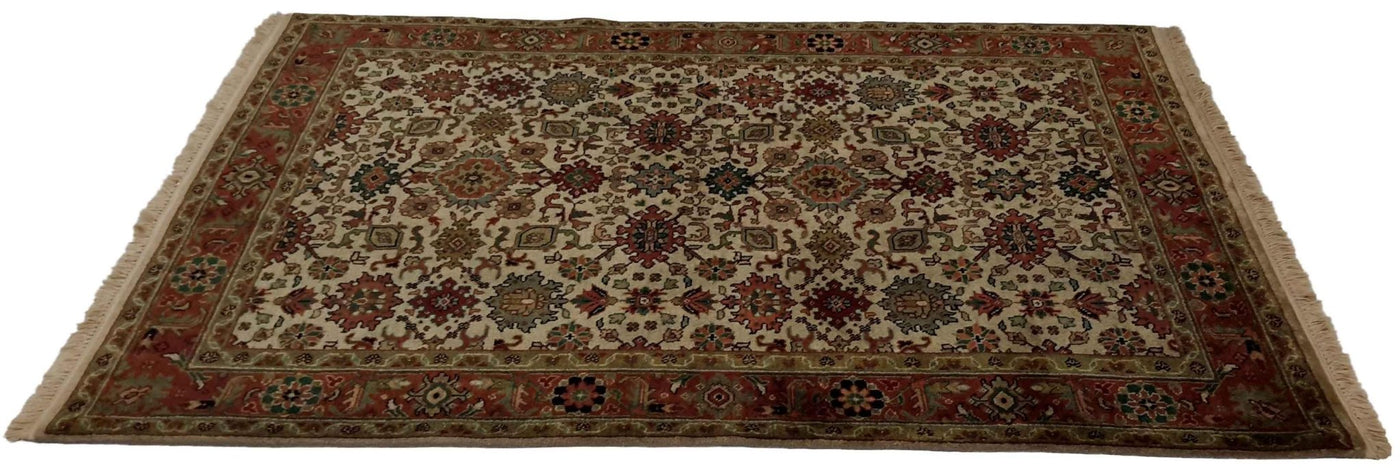 Canvello Hand Made Transitional All Over Indo Mahal Rug - 5'0'' X 6'10'' - Canvello