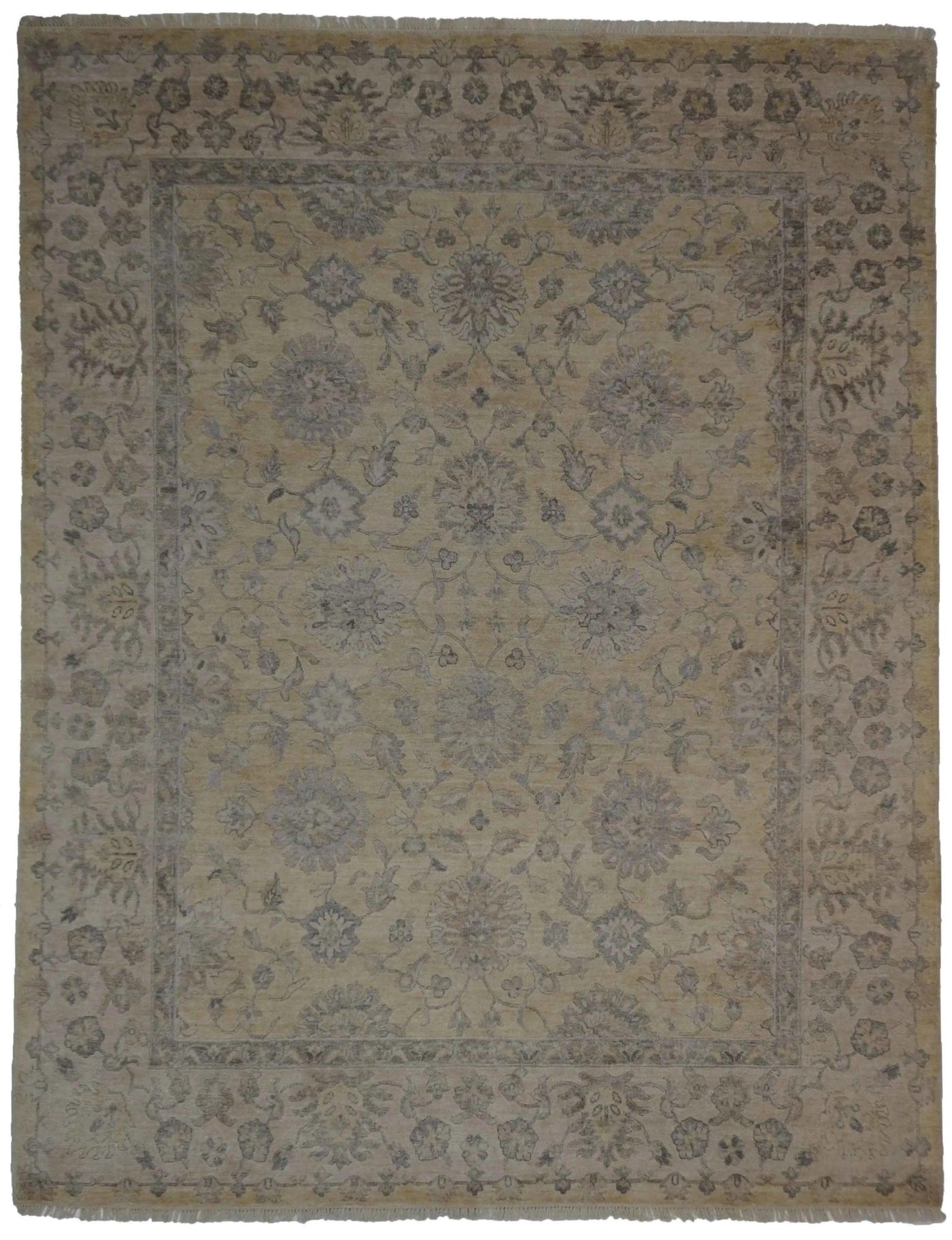 Canvello Hand Made Transitional All Over Indo Mahal Rug - 7'9'' X 9'9'' - Canvello