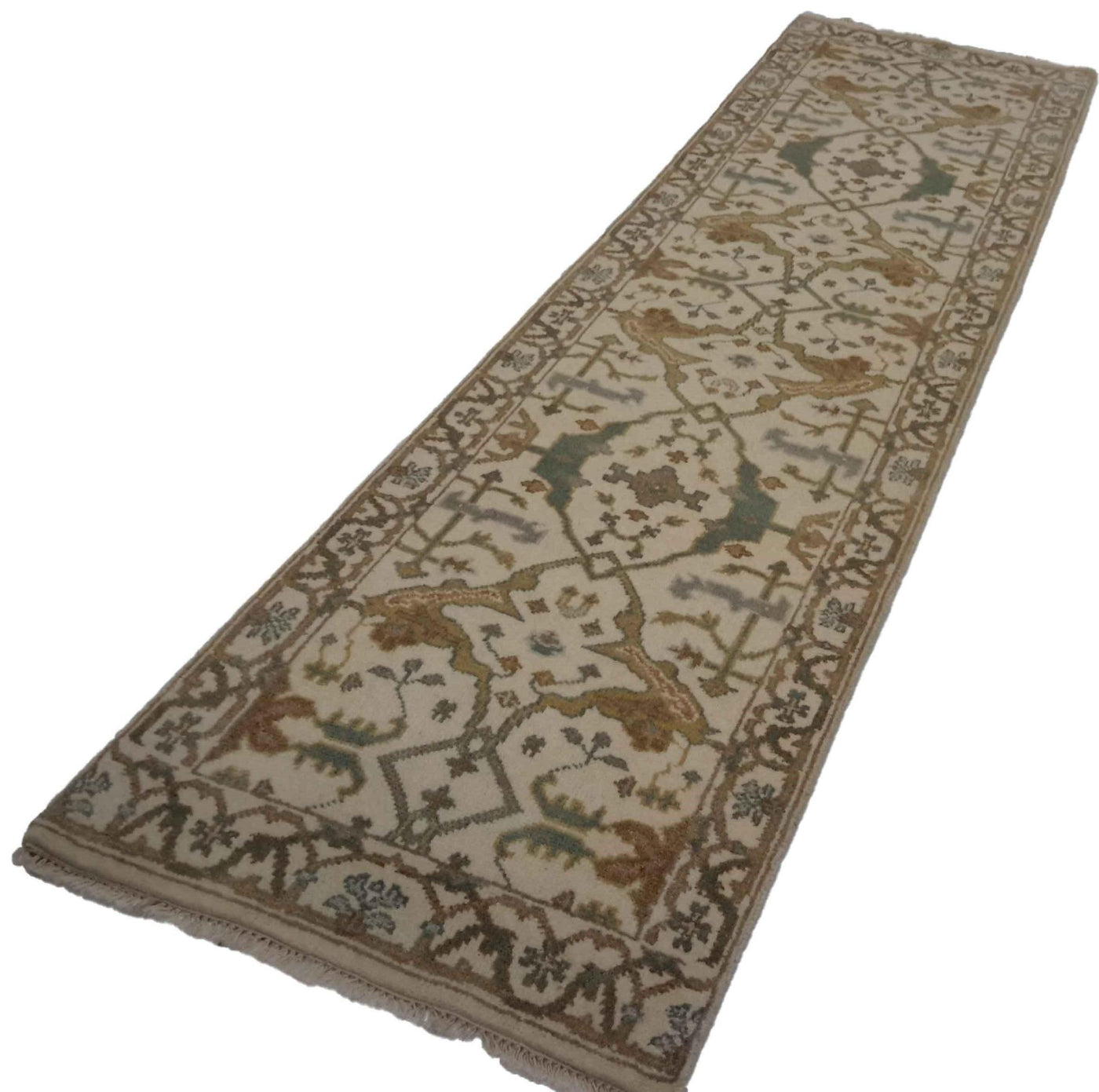 Canvello Hand Made Transitional All Over Indo Oushak Rug - 2'7'' X 10'0'' - Canvello