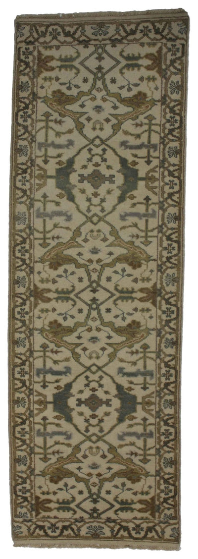 Canvello Hand Made Transitional All Over Indo Oushak Rug - 2'7'' X 10'0'' - Canvello