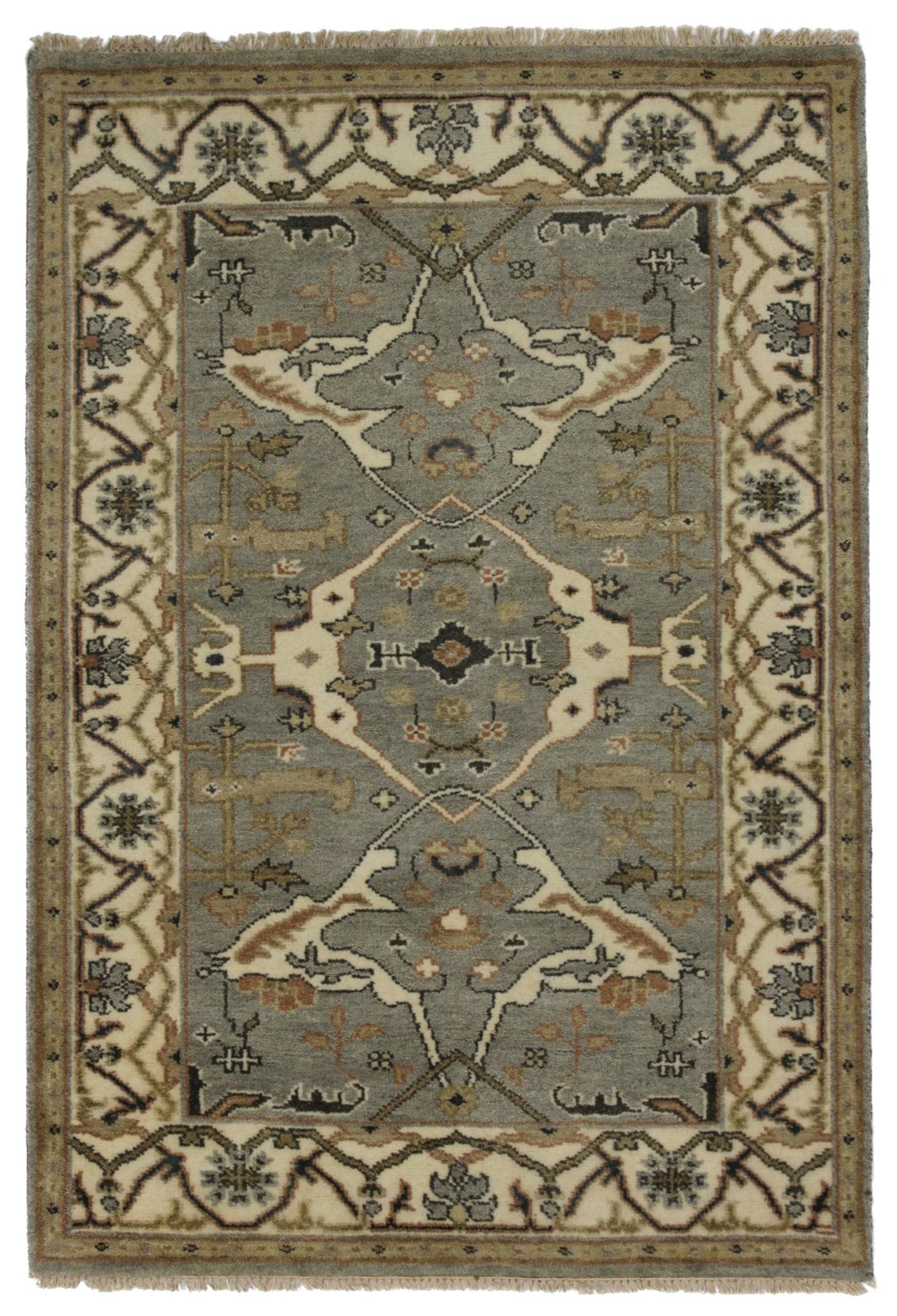 Canvello Hand Made Transitional All Over Indo Oushak Rug - 4'2'' X 6'0''