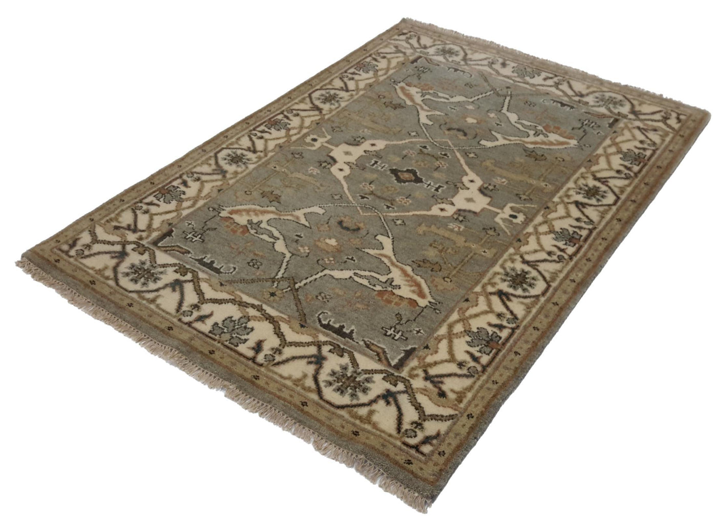 Canvello Hand Made Transitional All Over Indo Oushak Rug - 4'2'' X 6'0''