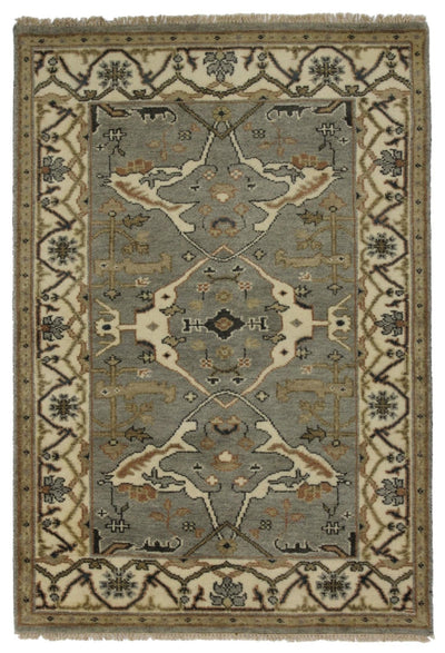 Canvello Hand Made Transitional All Over Indo Oushak Rug - 4'2'' X 6'0'' - Canvello