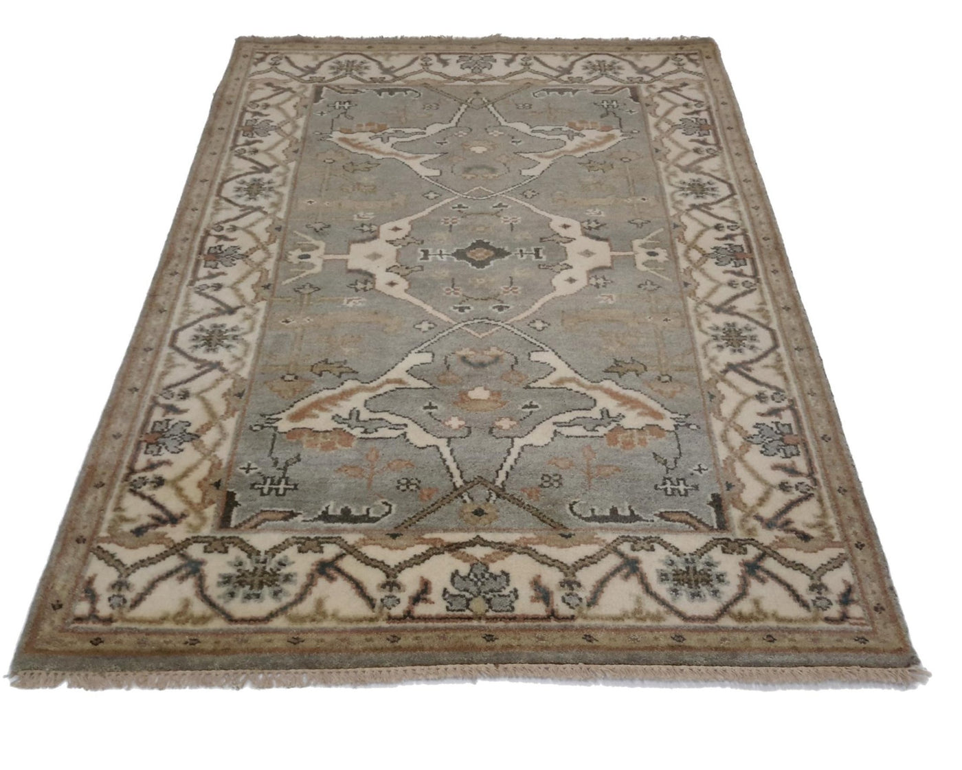 Canvello Hand Made Transitional All Over Indo Oushak Rug - 4'2'' X 6'0'' - Canvello