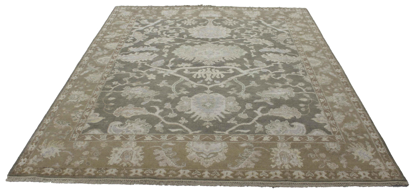 Canvello Hand Made Transitional All Over Indo Oushak Rug - 8'1'' X 10'2''