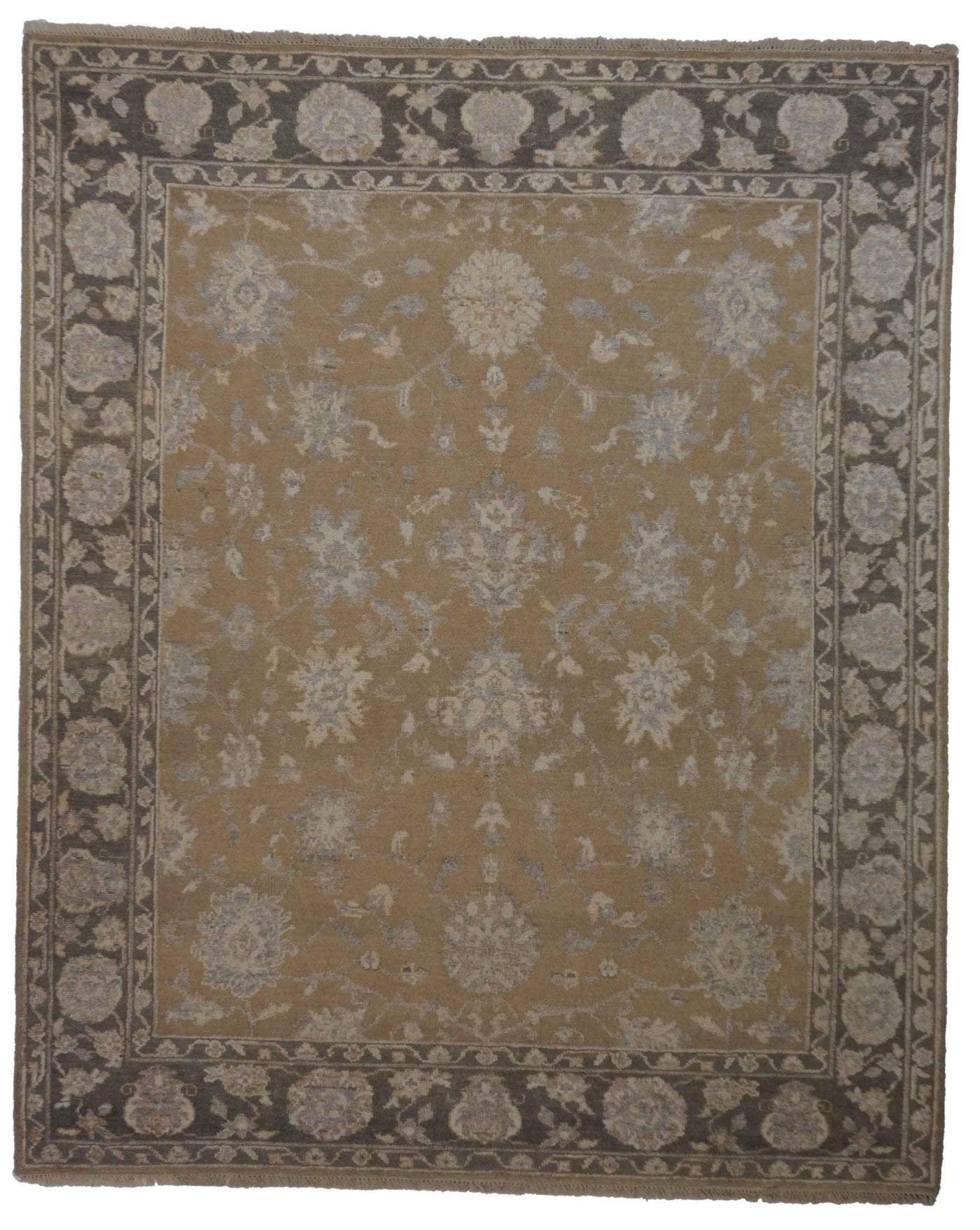 Canvello Hand Made Transitional All Over Indo Oushak Rug - 8'0'' X 9'11'' - Canvello