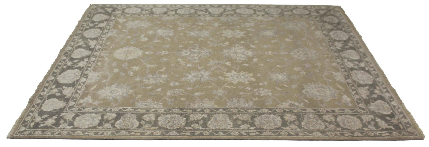 Canvello Hand Made Transitional All Over Indo Oushak Rug - 8'0'' X 9'11'' - Canvello