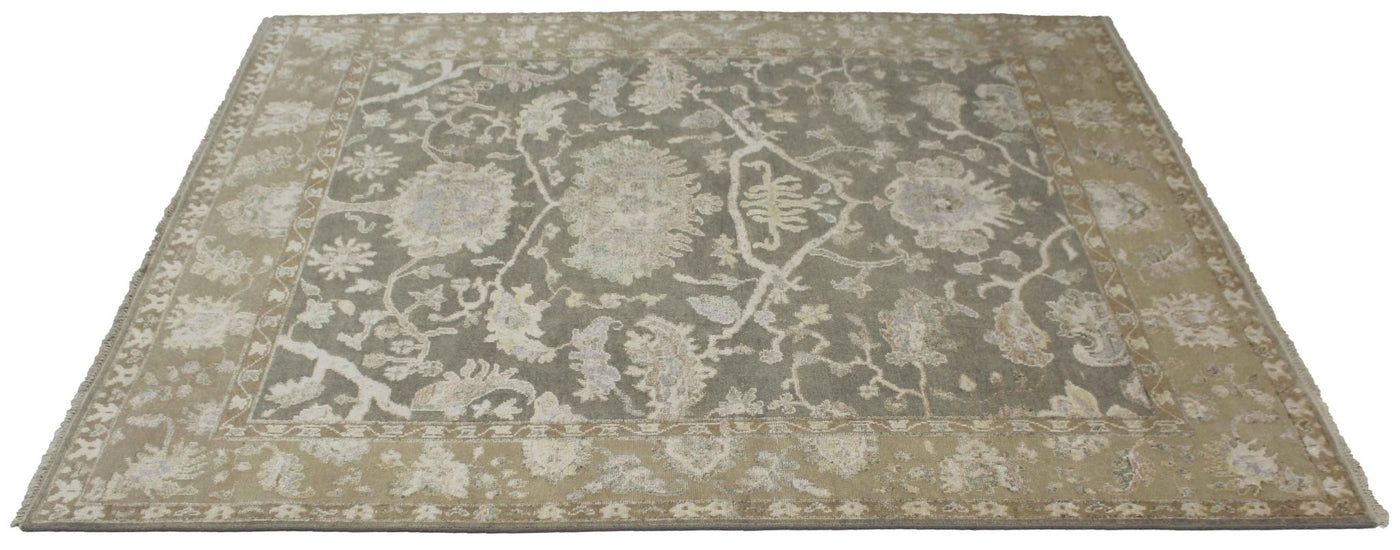 Canvello Hand Made Transitional All Over Indo Oushak Rug - 8'1'' X 10'2'' - Canvello