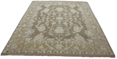 Canvello Hand Made Transitional All Over Indo Oushak Rug - 8'1'' X 9'11'' - Canvello