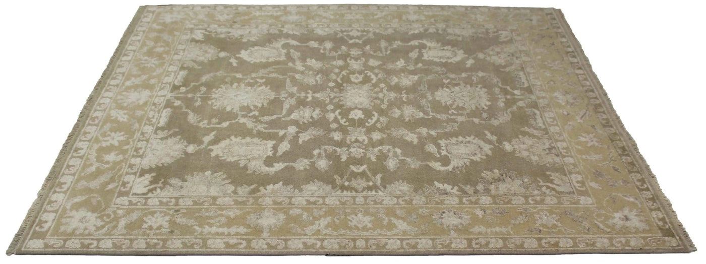 Canvello Hand Made Transitional All Over Indo Oushak Rug - 8'1'' X 9'11'' - Canvello