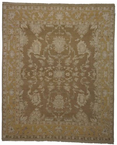 Canvello Hand Made Transitional All Over Indo Oushak Rug - 8'1'' X 9'11'' - Canvello