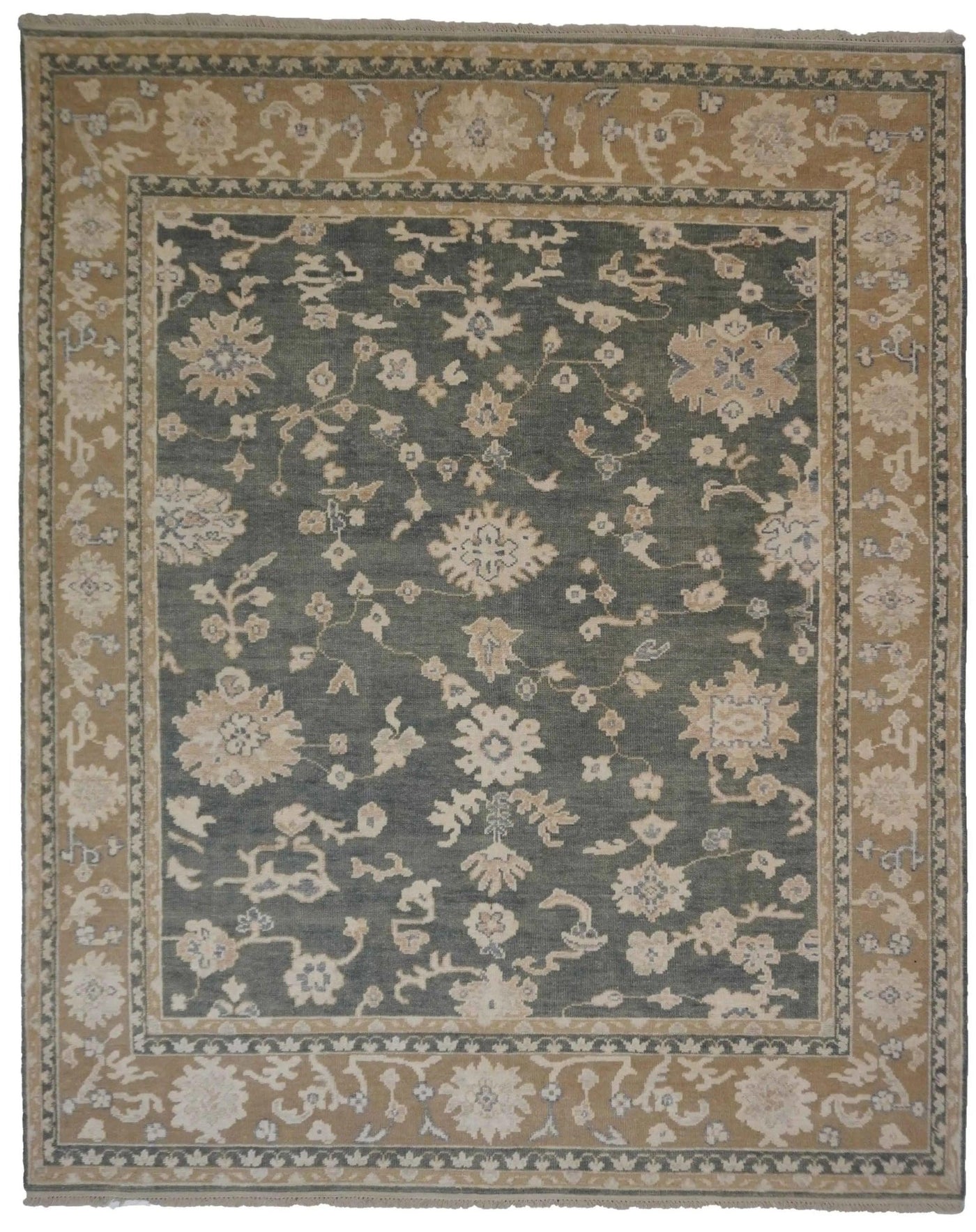 Canvello Hand Made Transitional All Over Indo Oushak Rug - 8'2'' X 10'4'' - Canvello