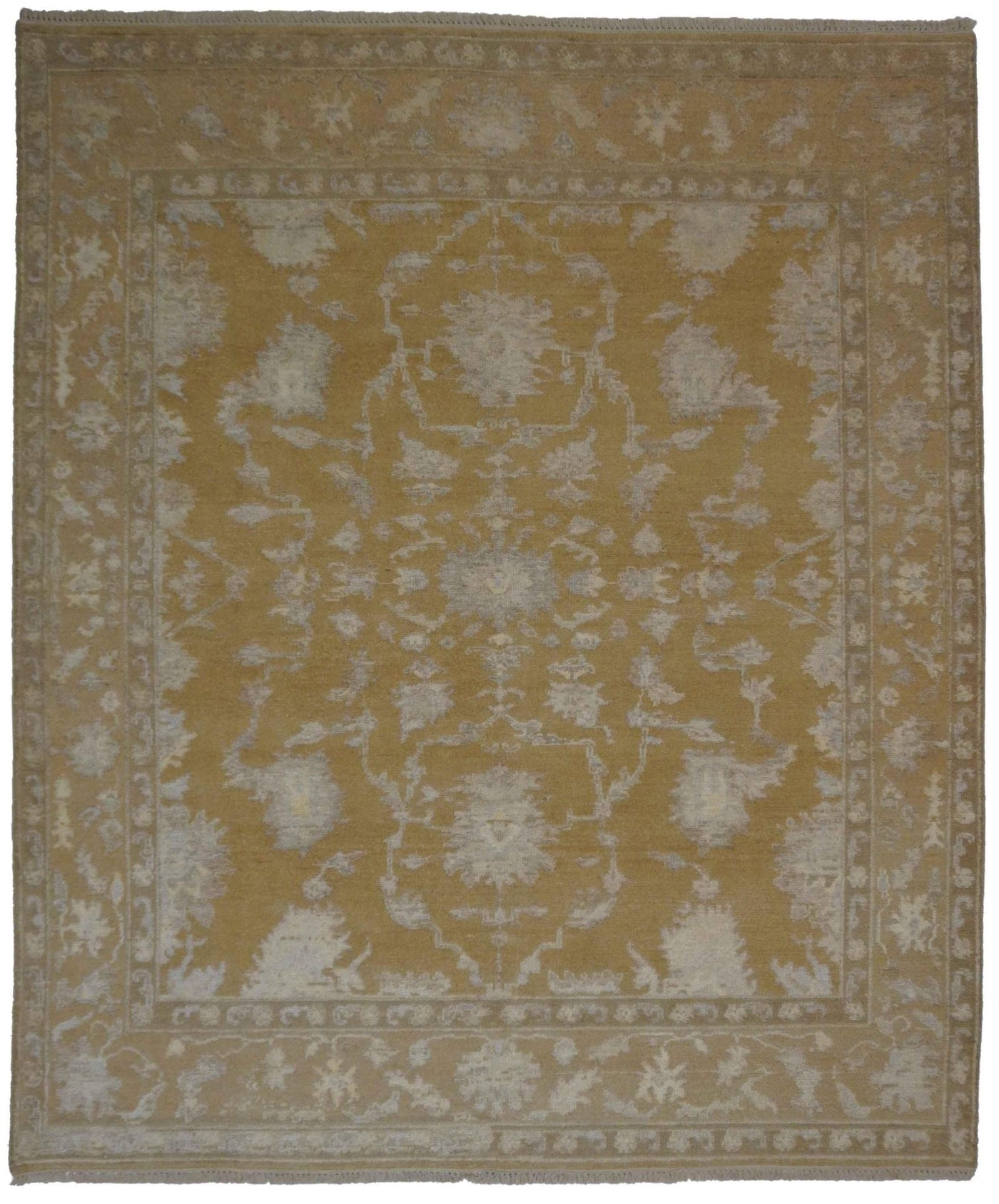 Canvello Hand Made Transitional All Over Indo Oushak Rug - 8'2'' X 9'9'' - Canvello