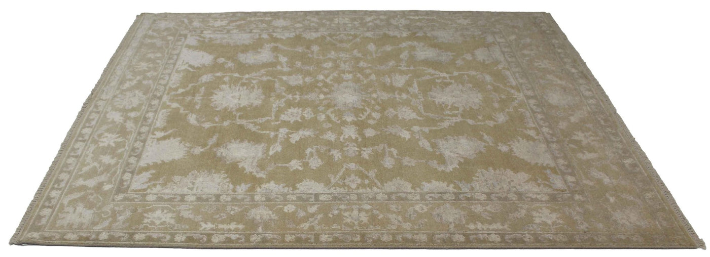 Canvello Hand Made Transitional All Over Indo Oushak Rug - 8'2'' X 9'9'' - Canvello