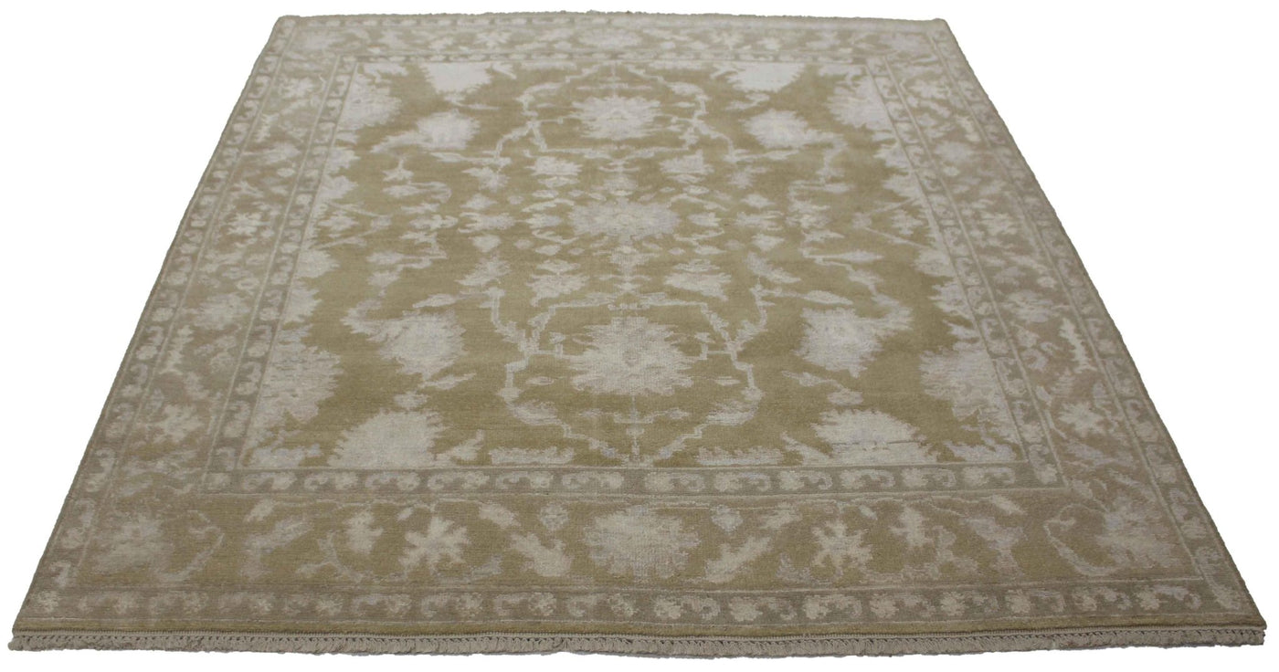 Canvello Hand Made Transitional All Over Indo Oushak Rug - 8'2'' X 9'9'' - Canvello