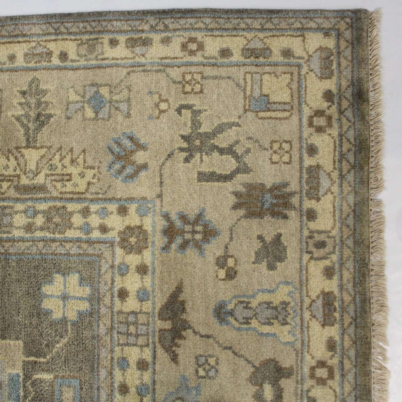 Canvello Hand Made Transitional All Over Indo Oushak Rug - 9'0'' X 11'9'' - Canvello