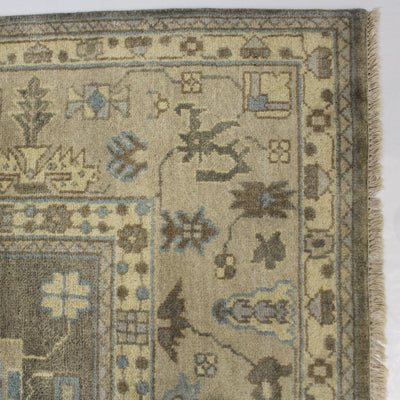 Canvello Hand Made Transitional All Over Indo Oushak Rug - 9'0'' X 11'9'' - Canvello